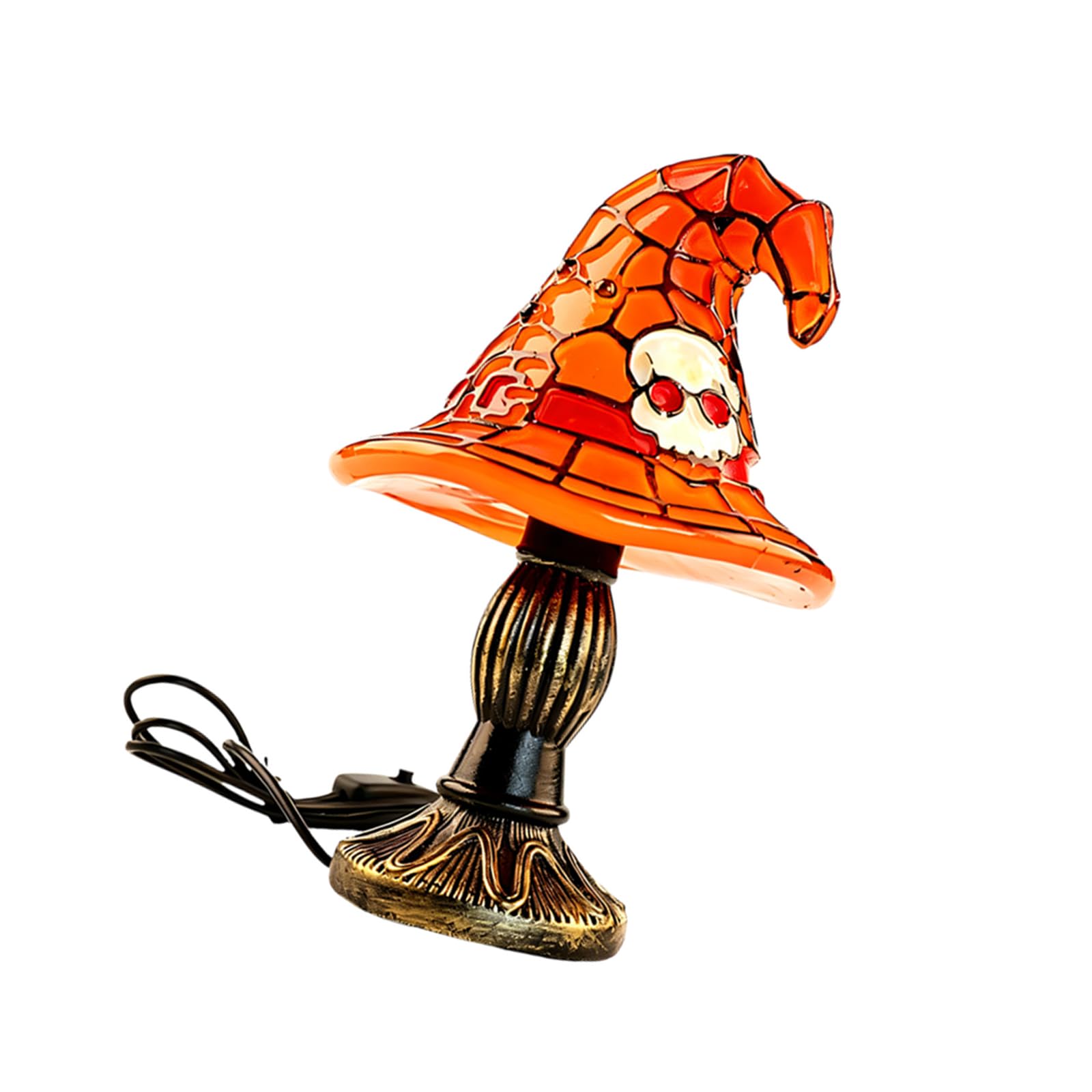 Drtlpmb Orange1 Bedside Halloween Night Light, Usb Powered Witch Hat Resin Table Lamp With Warm Glow For Desk And Seasonal Decor Halloween Witch Hat Lamp Decorative Night Light Usb Table Seasonal Bedside Desk Decor