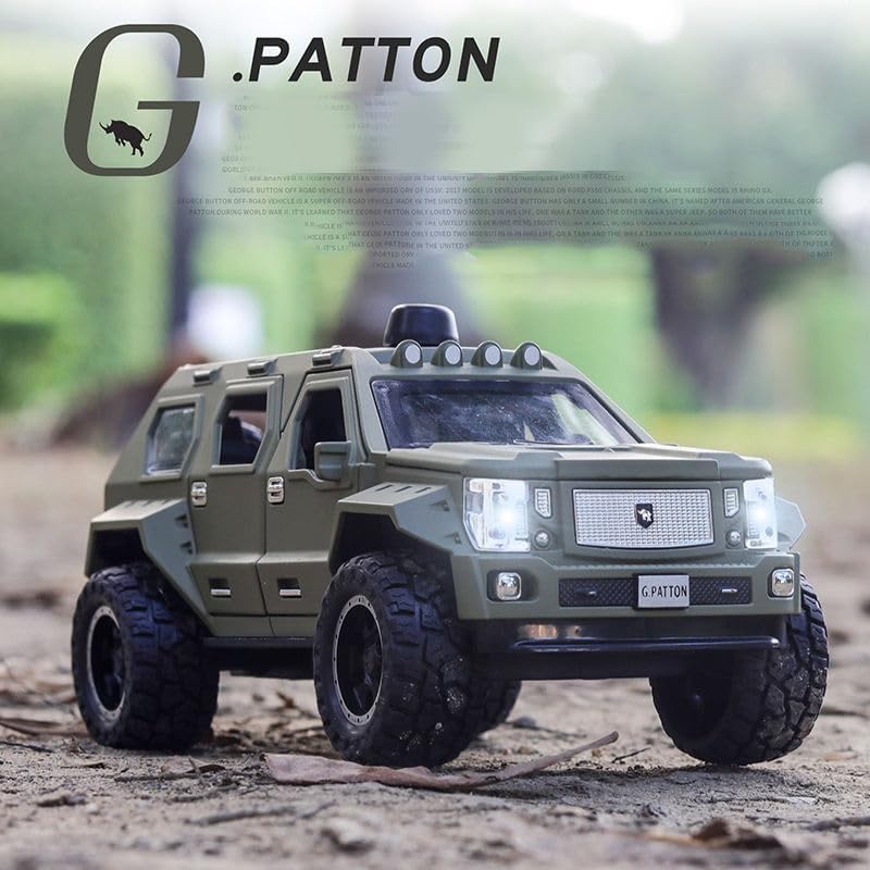 Image of SPITEN G Patton 1:24 Exclusive Alloy Metal Pull Back Die-cast Car Scale Model with Sound Light Mini Auto Toy for Kids Metal Model Toy Car with Sound and Light