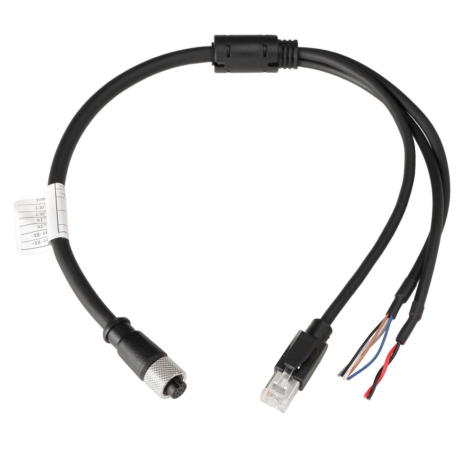 HangTon Ethernet Power Function Debugging Cable for DJI Livox Mid-360 LiDAR Sensor to Computer, 1 to 3 Splitter, M12 Aviation A-Coded 12 Pin Female Connector to RJ45 and Flying Leads, 50cm — image 1