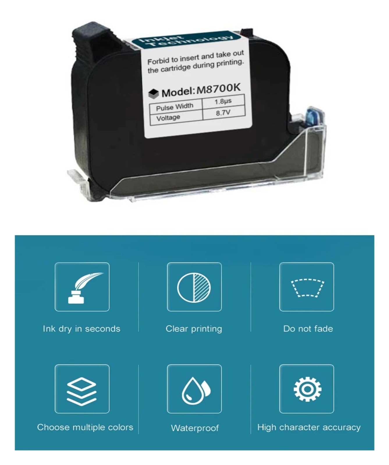 Cartuccia for stampante a getto d'inchiostro online portatile con inchiostro di livello A, nero ad asciugatura rapida, livello B, 12,7 mm, parti originali Su Cartone, Legno(1pc)