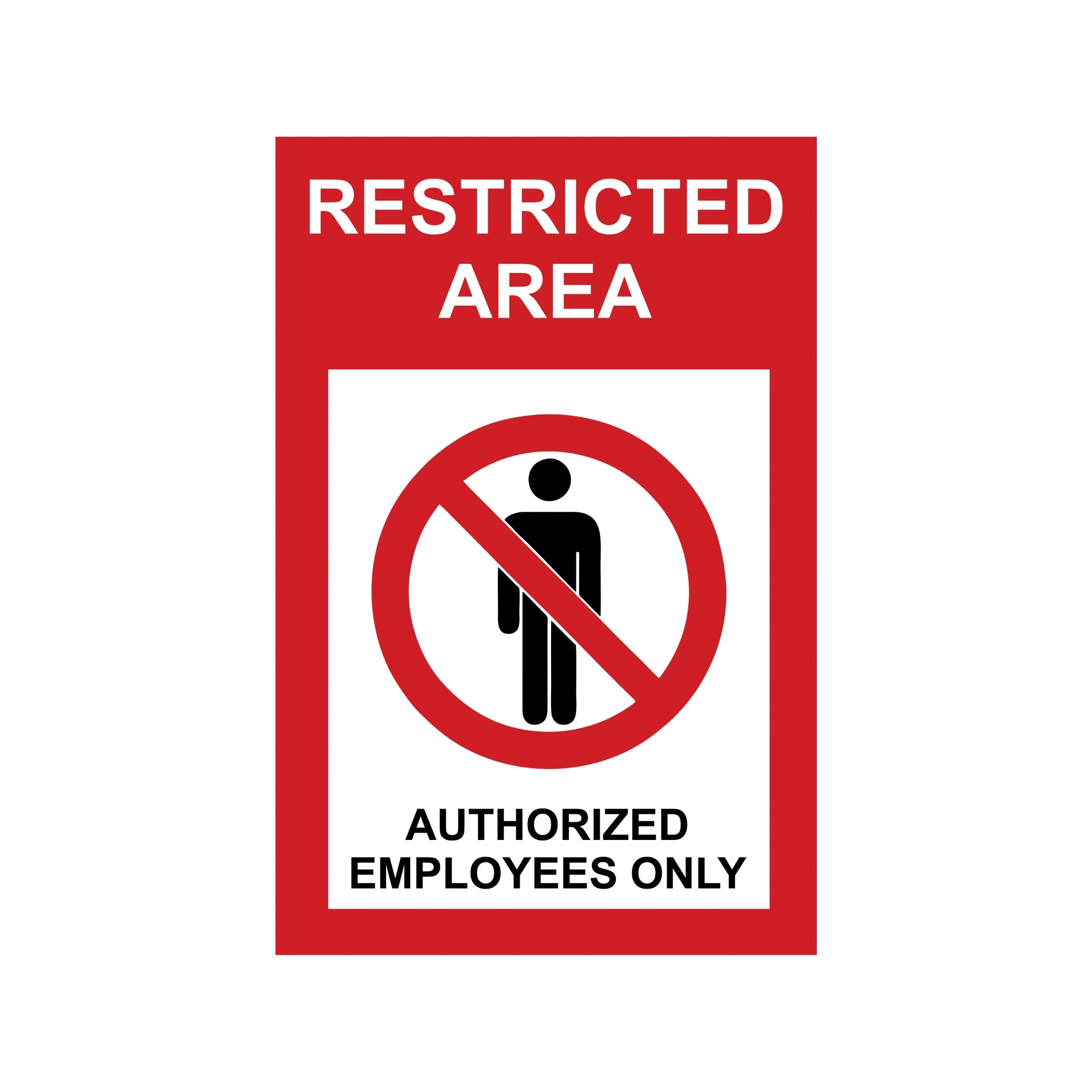 Restricted Area Authorized Employees Only Sign Board | High Visibility Safety Warning Notice | Premium PVC Self Adhesive Sign | Waterproof Indoor Outdoor Notice Board | Easy Peel and Stick for Wall Door Office Factory Warehouse
