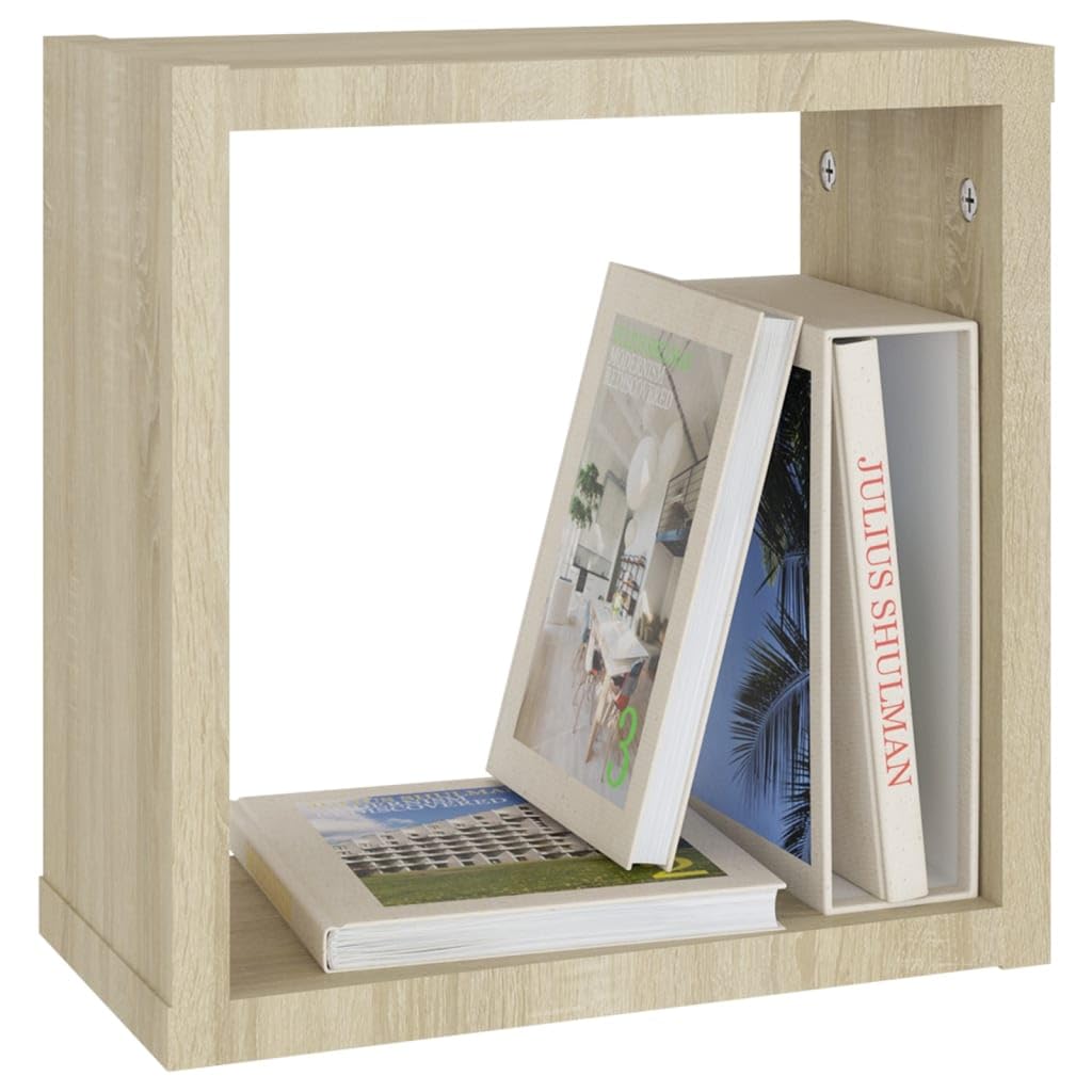 Scaffalature, mensole da parete e sporgenze, mensole cubiche da parete, 6 pezzi, rovere Sonoma, 30 x 15 x 30 cm