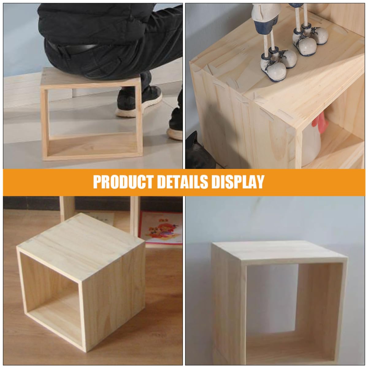 POPETPOP Massivholz Aufbewahrungsbox Würfel 20x20x20cm mit Robuster Schwalbenschwanzverbindung Stapelbar Offene Holzwürfel zur Flexiblen Organisation für Wohnraum und Bastelbedarf