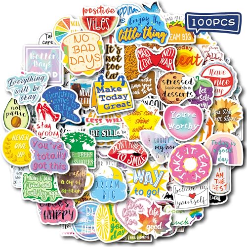 YUISLE 100 PCS Inspirational Vision Board Stickers Supplies for Adults Kids, Waterproof Positive Affirmation Quote Reward Sticker for Teachers Students Employees-A01