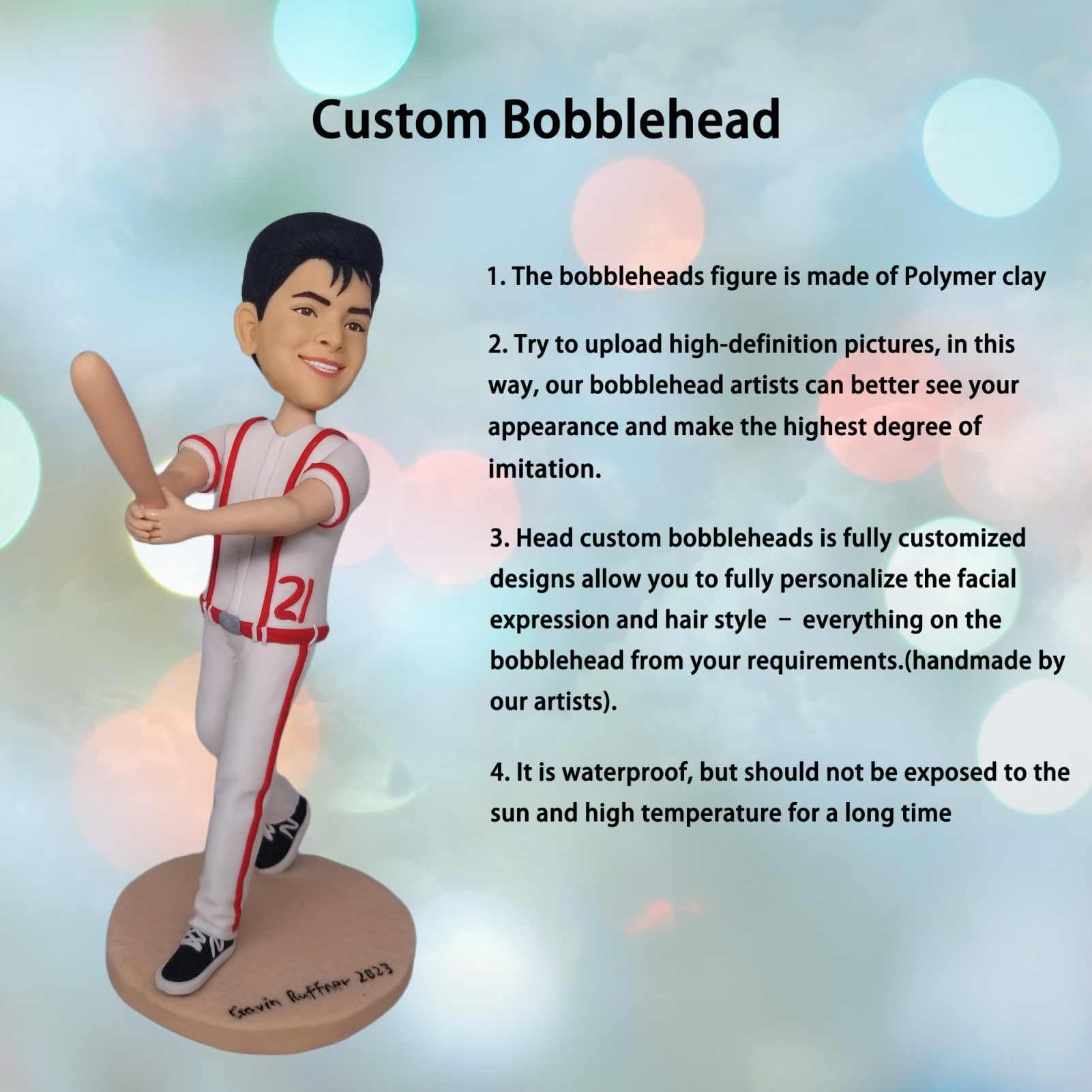 Niestandardowe figurki Bobbleheads spersonalizowana lalka, męski sportowiec baseballowy ręcznie robiona spersonalizowana rzeźba prezent dla mężczyzny chłopaka męża biura współpracownika