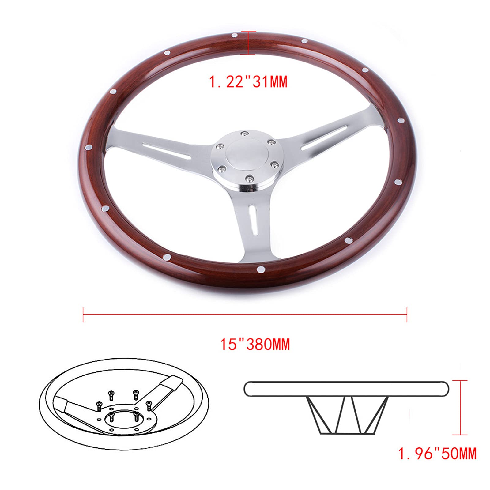 Volante in legno con pulsante clacson - B