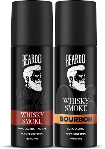 Beardo Whisky Smoke &amp; Bourbon Perfume Body Spray (Set of 2) Spicy, Woody Oudh Deo for Men Long Lasting |Date night Deodora...