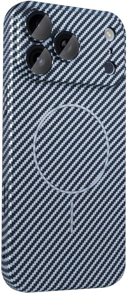 Magnetic Case for iPhone 17/17 Pro/17 Pro Max, Carbon Fiber Texture All -Inclusive Camera Thin Case, Drop-Resistant Ultra Light Impact Resistant Shell(Blue,17 Pro Max)