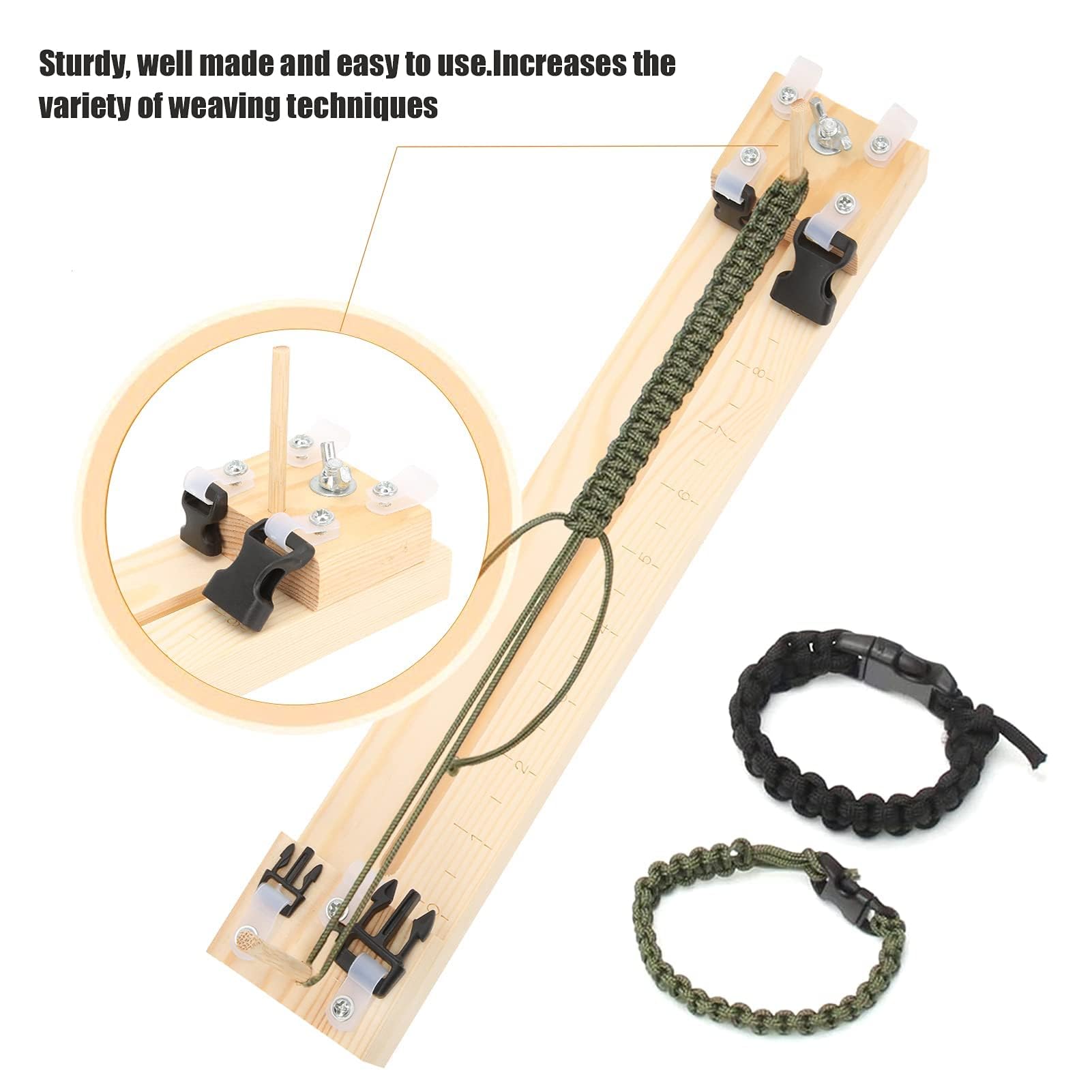 Set Braccialetto Fai Da Te Paracord, Strumento Braccialetto Maker in Legno Bracciale in Paracord Tessitore Telaio Intrecciato Aghi in Paracord Combinazione per Maglieria