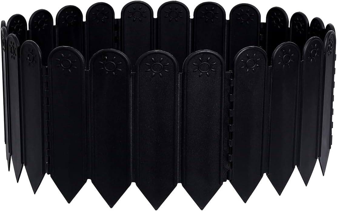SUQIOME 10PCS Black Plastic Garden Edging Borders - 7.2ft Interlocking Landscape Fence for Lawn, Flower Beds, Walkways & Yard