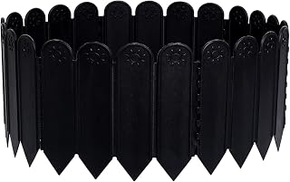 SUQ I OME 10PCS Black Garden Edging Borders, 8.66"X8.66" Plastic Garden Landscape Edging, 7.2ft Interlocking Decorative Garden Fences Edging, Lawn Edge Flower Bed Border for DIY Patio Walkways Yard