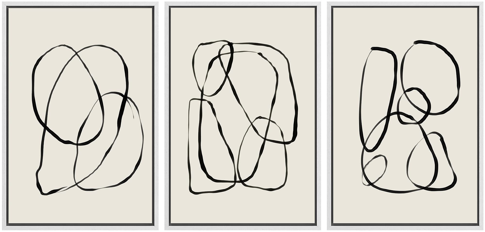 SIGNLEADER Framed Canvas Print Wall Art Set Duotone Geometric Spiral ...