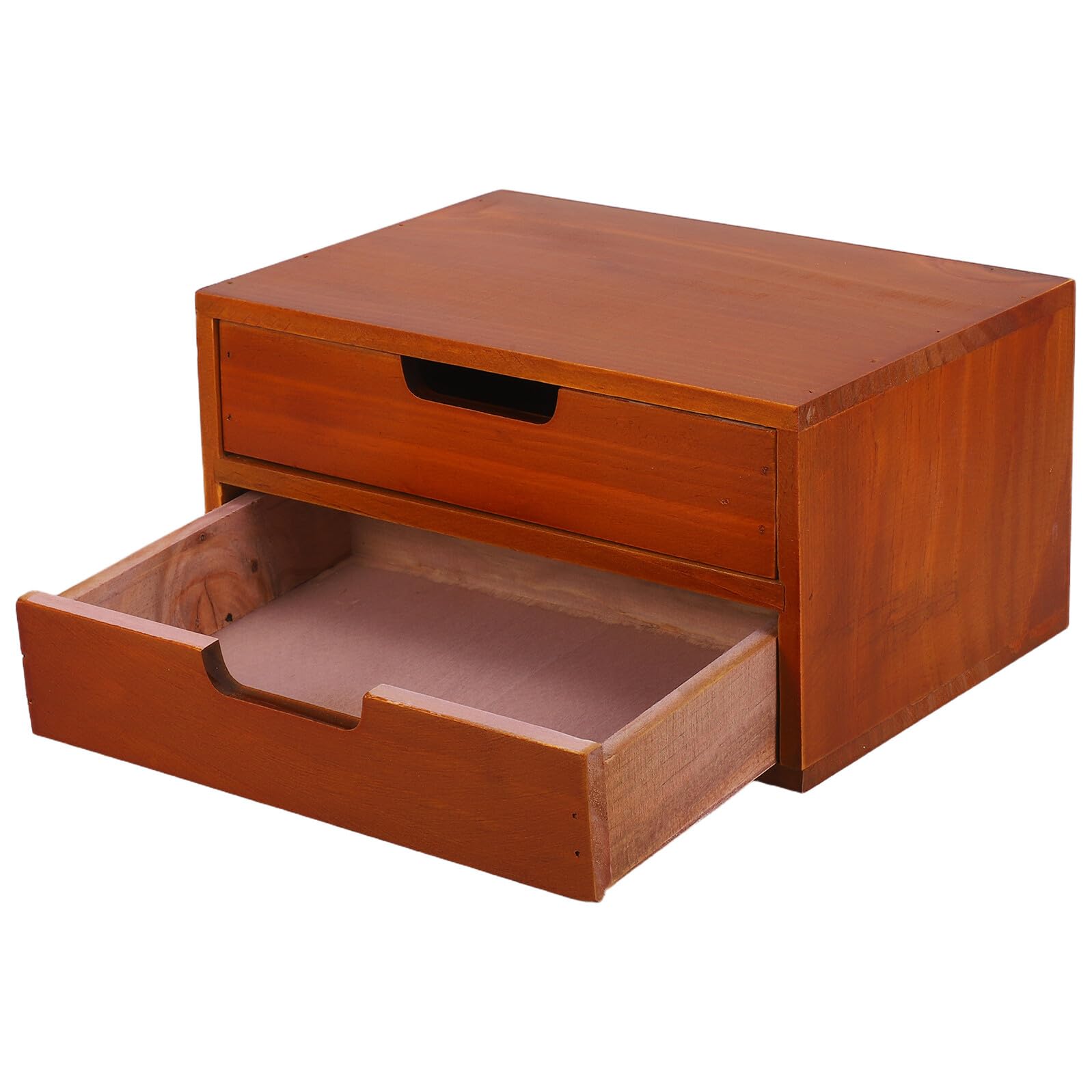 OSALADI Scatola Portaoggetti in Legno con Doppio Cassetto per Scrivania, Organizer Compatto per Piccoli Spazi, Mobiletto da Ufficio Multifunzionale per Archiviazione Ordinata