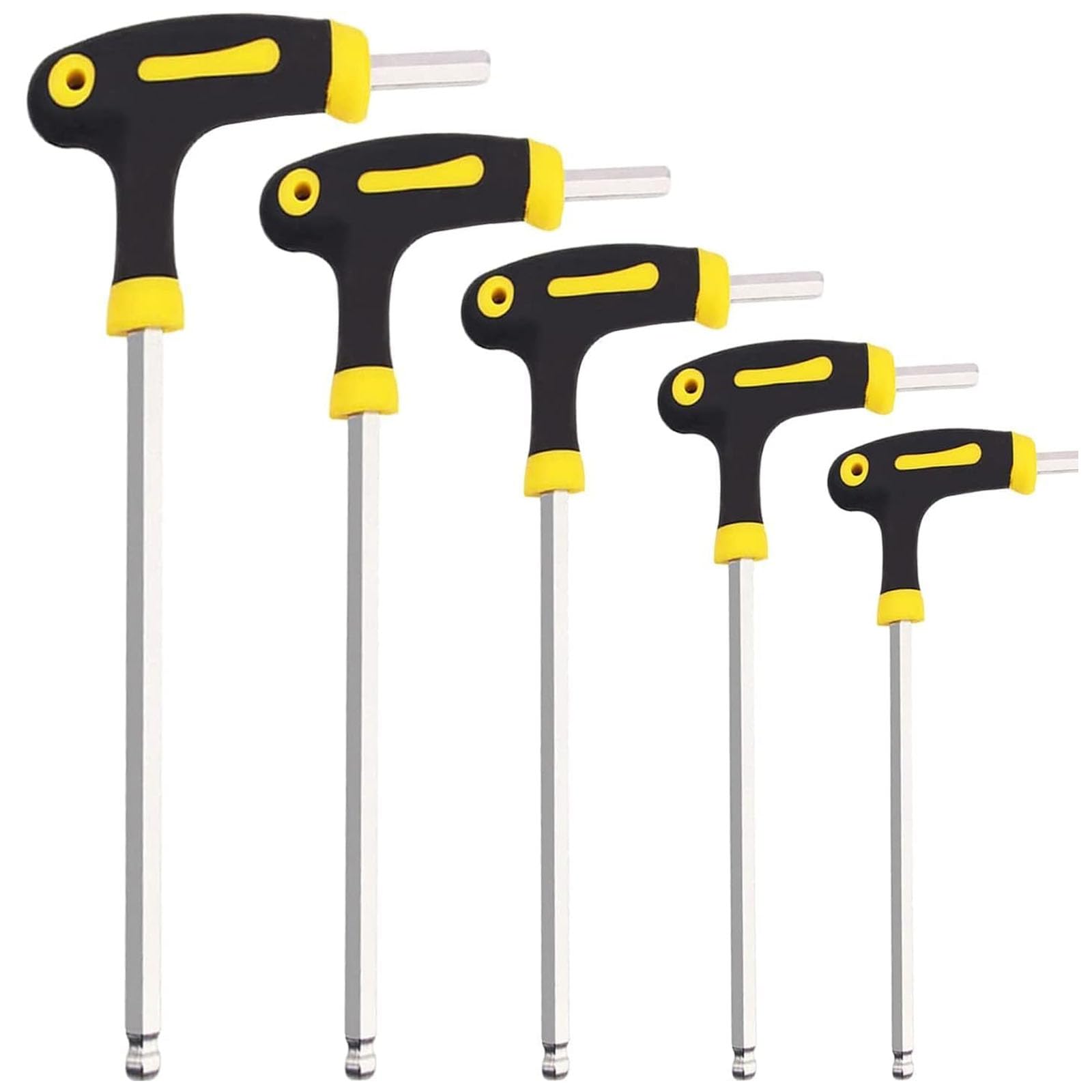 KEWAYO Allen Key Set, T-Handle Allen Key Set, 5-Piece Metric Ball End Hex Keys (2.5/3/4/5/6mm)