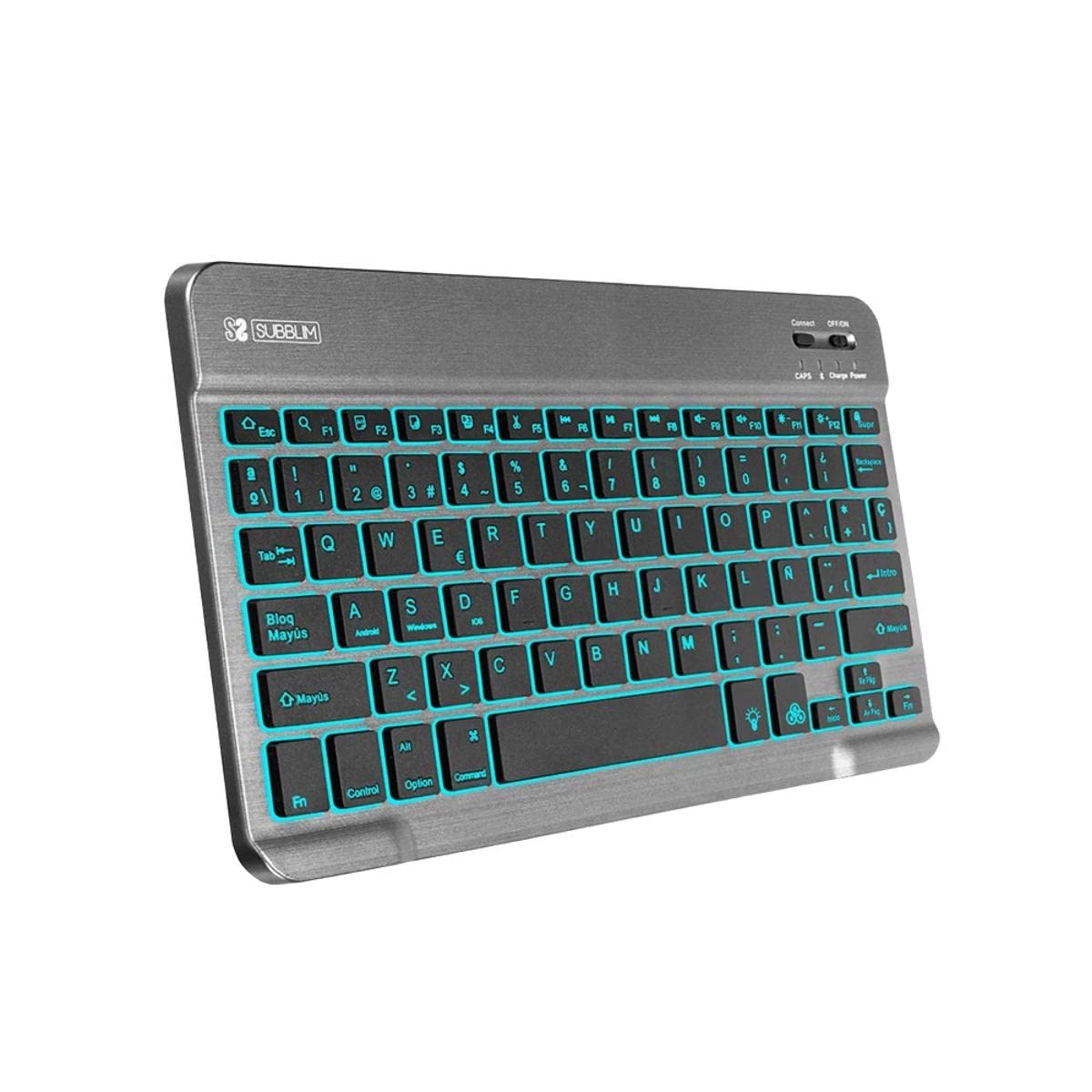 SUBBLIM Teclado Retroiluminado Smart Bluetooth para Tablet O iPad Gris Negro Teclado Retroiluminado Diseño Ultra Slim Teclas De Alta Precisión Batería Li-​Ion Recargable Ahorro De Energía