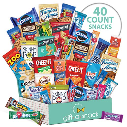 Variety Snack Care Package (40 Count) Gift Box for Kids - Cookies, Chips