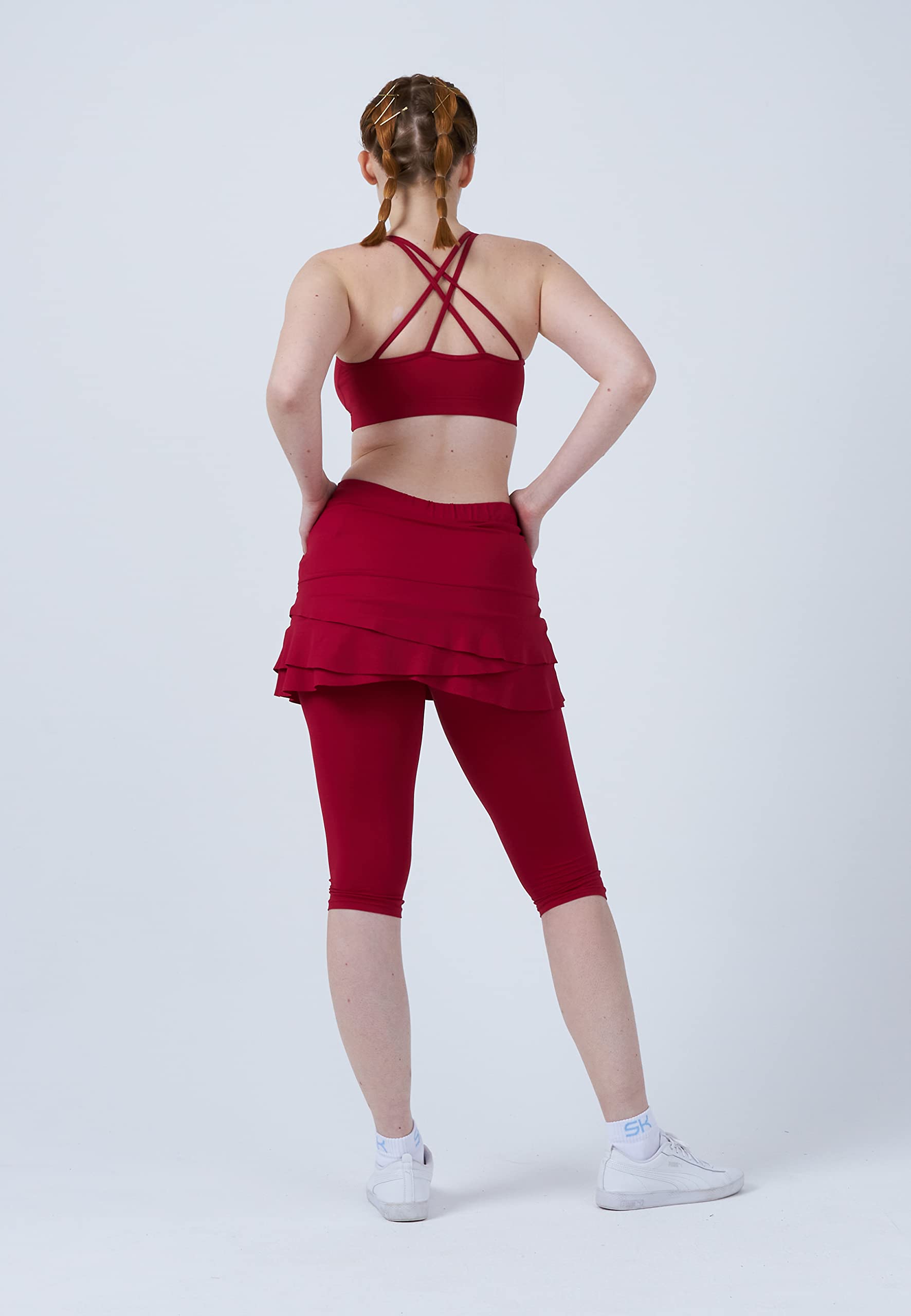 Sportkind Mädchen & Damen Tulip Tennis, Sport, Lauf 2-in-1 Leggings mit Rock & Taschen, Skapri