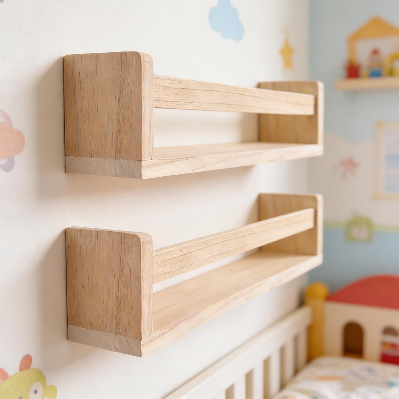 Mensola sospesa decorativa per la cameretta dei bambini progettata per riporre libri, oggetti e ricordi in modo sicuro Decorazioni rurali per la cameretta dei bambini