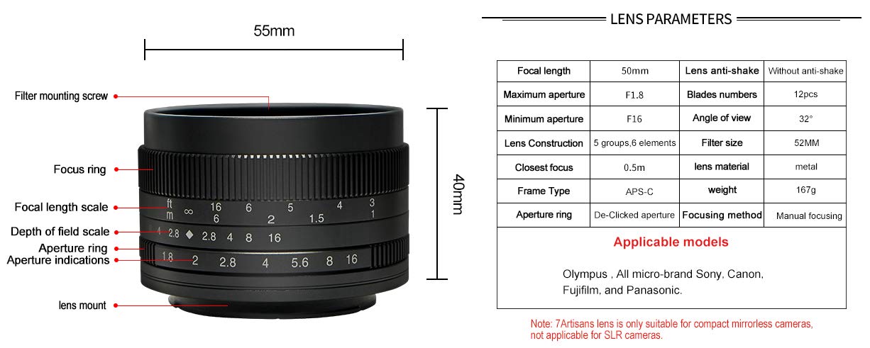 Amazon | 7artisans 光電50mm f/1.8レンズ Sony Eマウント用 | カメラ