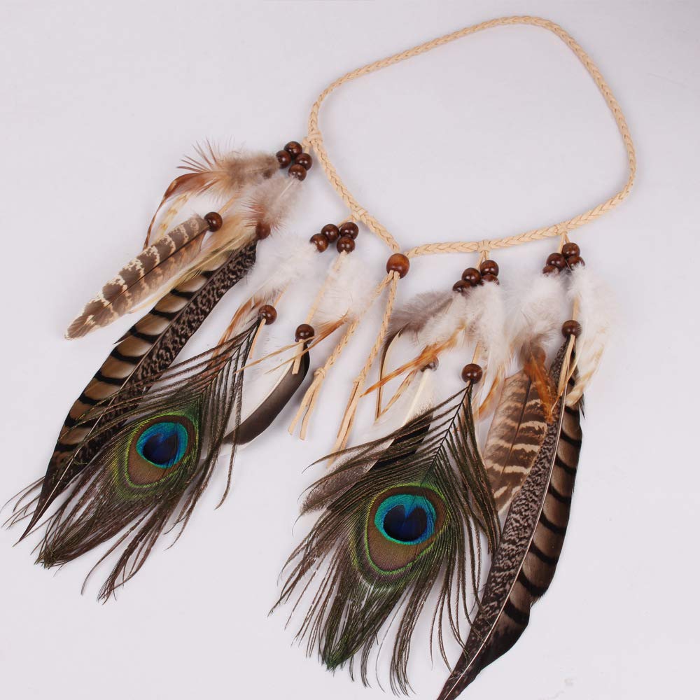 Fascia Indiana Con Piume Hippie - Copricapo Bohemien Per Feste E Eventi