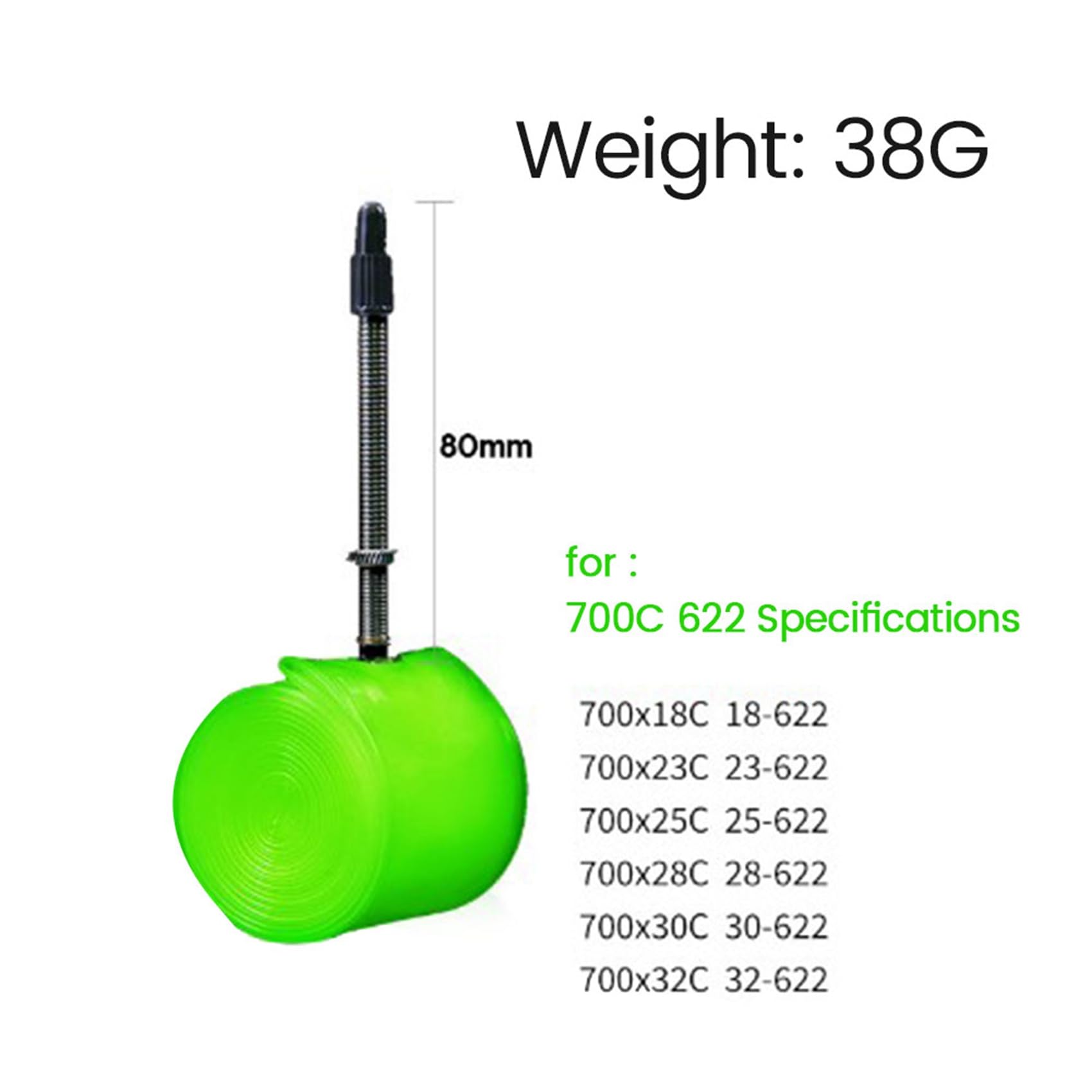 4 cámaras de aire ultraligeras para bicicleta de carretera de TPU 700C 18 23 25 28 32C longitud con válvula francesa 80 mm