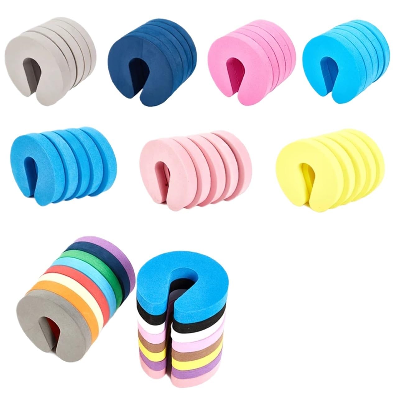 50Pcs Soft Foam Door Stopper Protection Safety Keeps Doors from Slamming Prevents Finger Pinch Injuries Protector(Mixed)