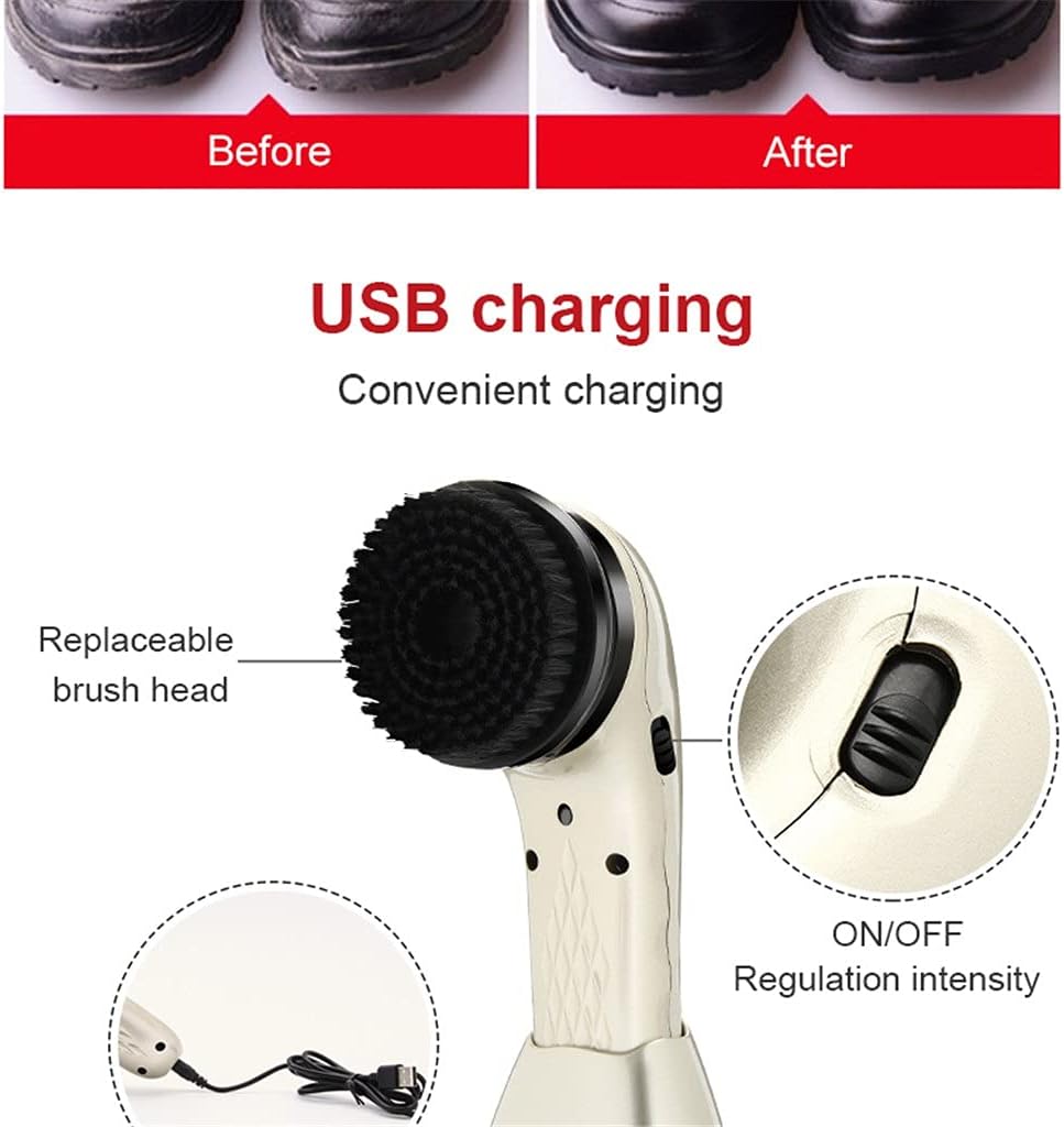 Electric Shoe Brush Rechargeable Portable Handheld for Leather Goods Bag Shine Polisher