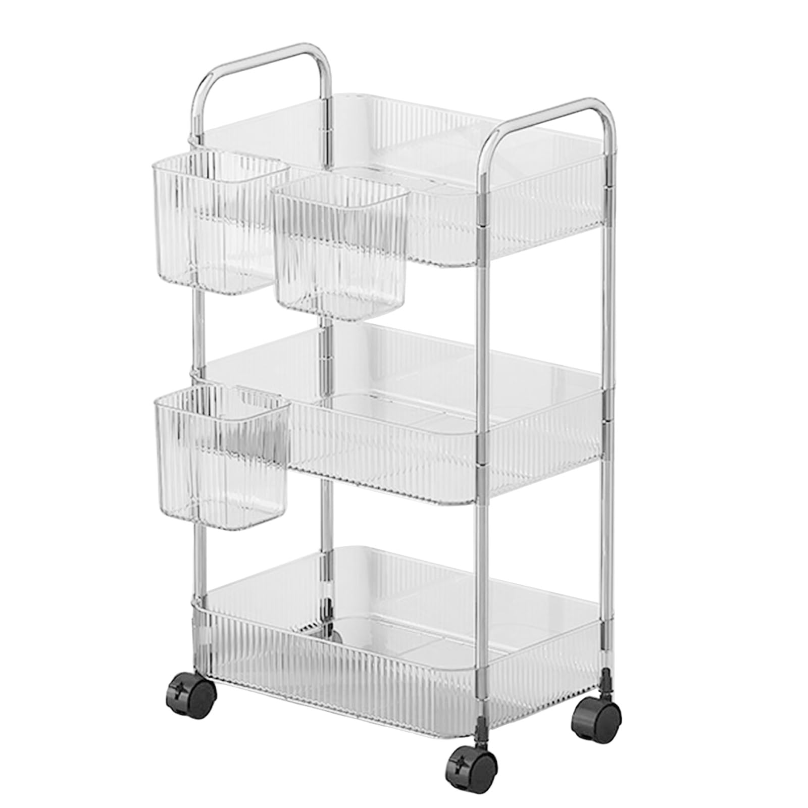 WMYYLX 3-Tier Rolling Storage Cart - Clear Bathroom Organizer Transparent Acrylic Trolley for Office Living Room