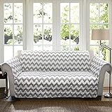 Lush Decor Chevron Slipcover/Furniture Protector for Sofa, Gray/White