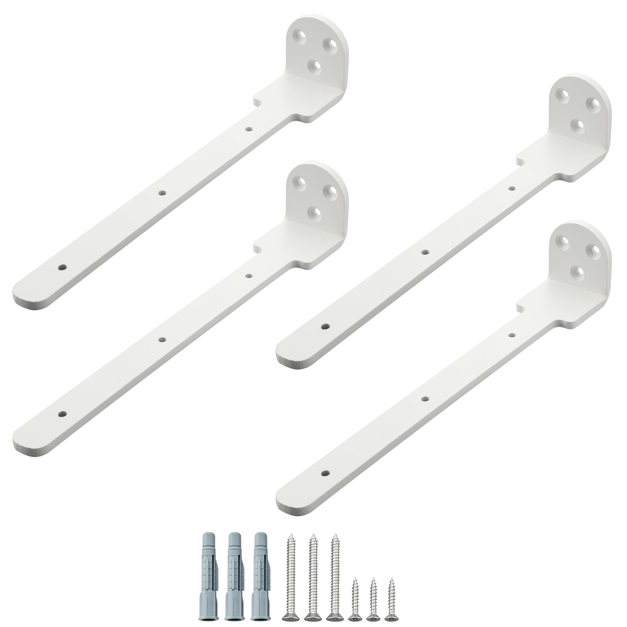 4PCS Shelf Brackets, White Wall Brackets for Shelves, 250x40MM