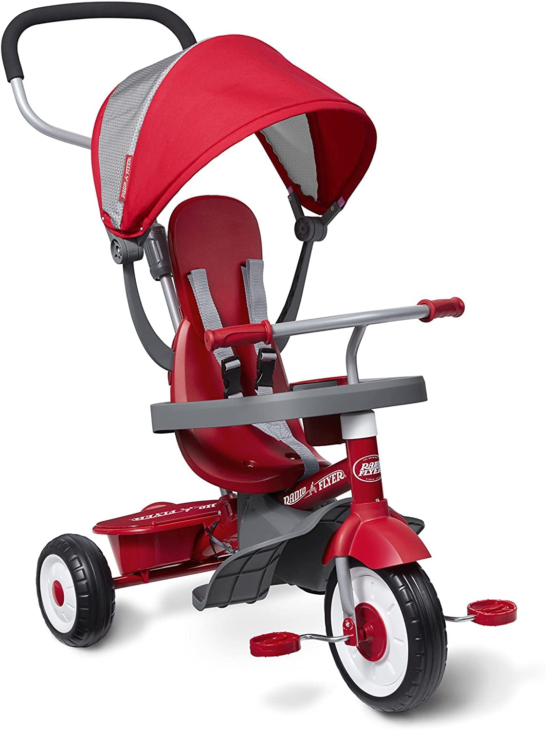 4-in-1 Stroll 'N Trike, Red Toddler Tricycle for Ages 1 Year -5 Years, 19.88" x 35.04" x 40.75"