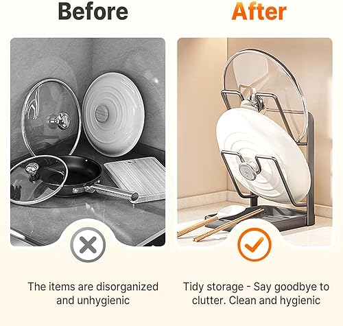 Miniatura 6 de Kitchen Pot Lid Storage Rack 2026 New - Multifunctional Space-Saving Countertop Organizer for Kitchen (Grey, Single-layer)