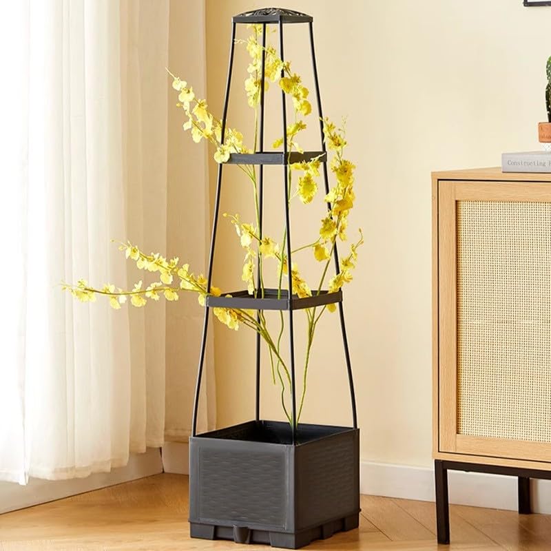 Cama de jardín elevada para verduras huerto urbano autorriego jardinera negra