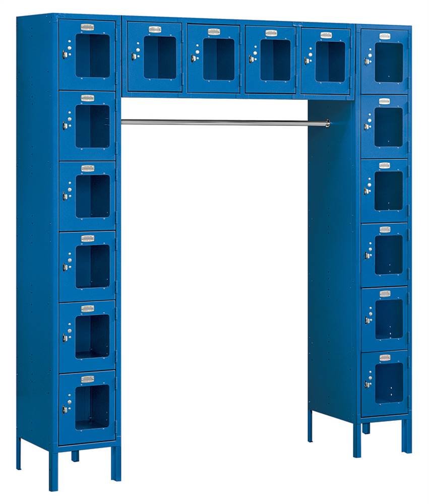 Salsbury Industries S-66016BL-U Six Tier Box Style Bridge 16 Box 18-Inch Deep Unassembled See Through Metal Locker, Blue