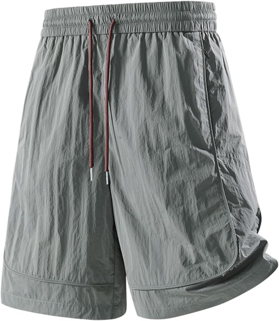 Mens Athletic Shorts with Zipper Pockets Lightweight Shorts Elastic Waist Drawstring Sport Shorts for Daily Wear