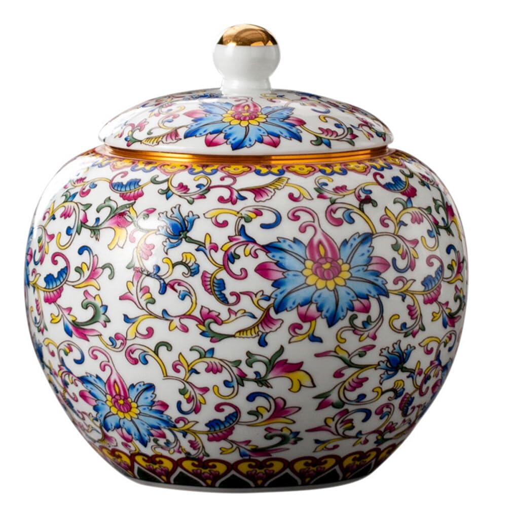 Sponsored Ad – Ceramic Tea Canister: 1000ml Storage Container for Loose Tea Coffee Beans Snacks Vintage Style Porcelain Storage Jar with Sealing Lid for Home Kitchen