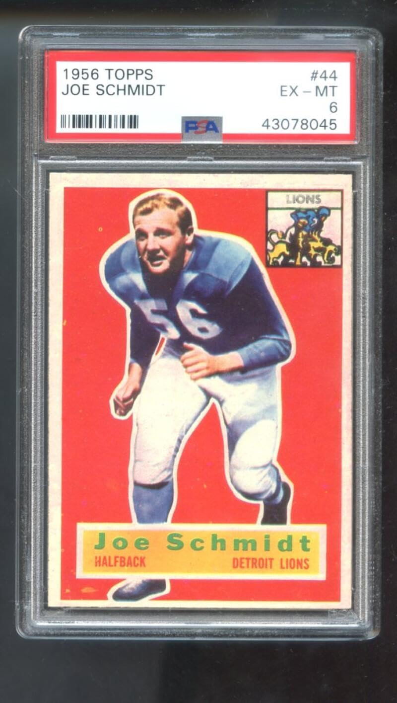 1956 Topps #44 Joe Schmidt ROOKIE RC PSA 6 Graded Football Card Detroit Lions