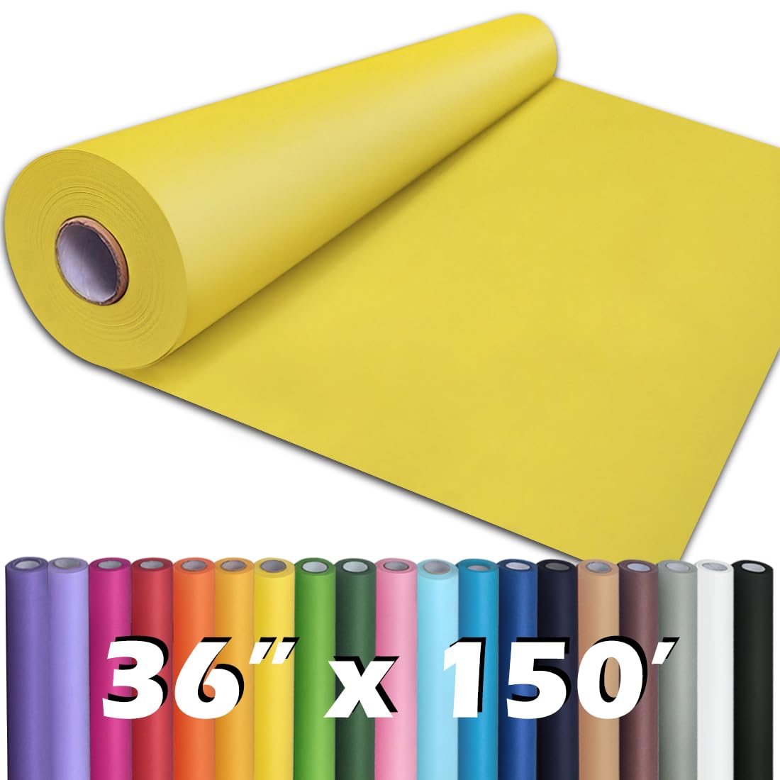 Ph Perkhomy Lemon Yellow Perkhomy Kraft Paper Roll 36" X 1,800" (150') For Gift Wrapping Bouquet Flower Art Painting Craft Writing Packaging Shipping 80Gsm 55Lb (, 36" X 150')