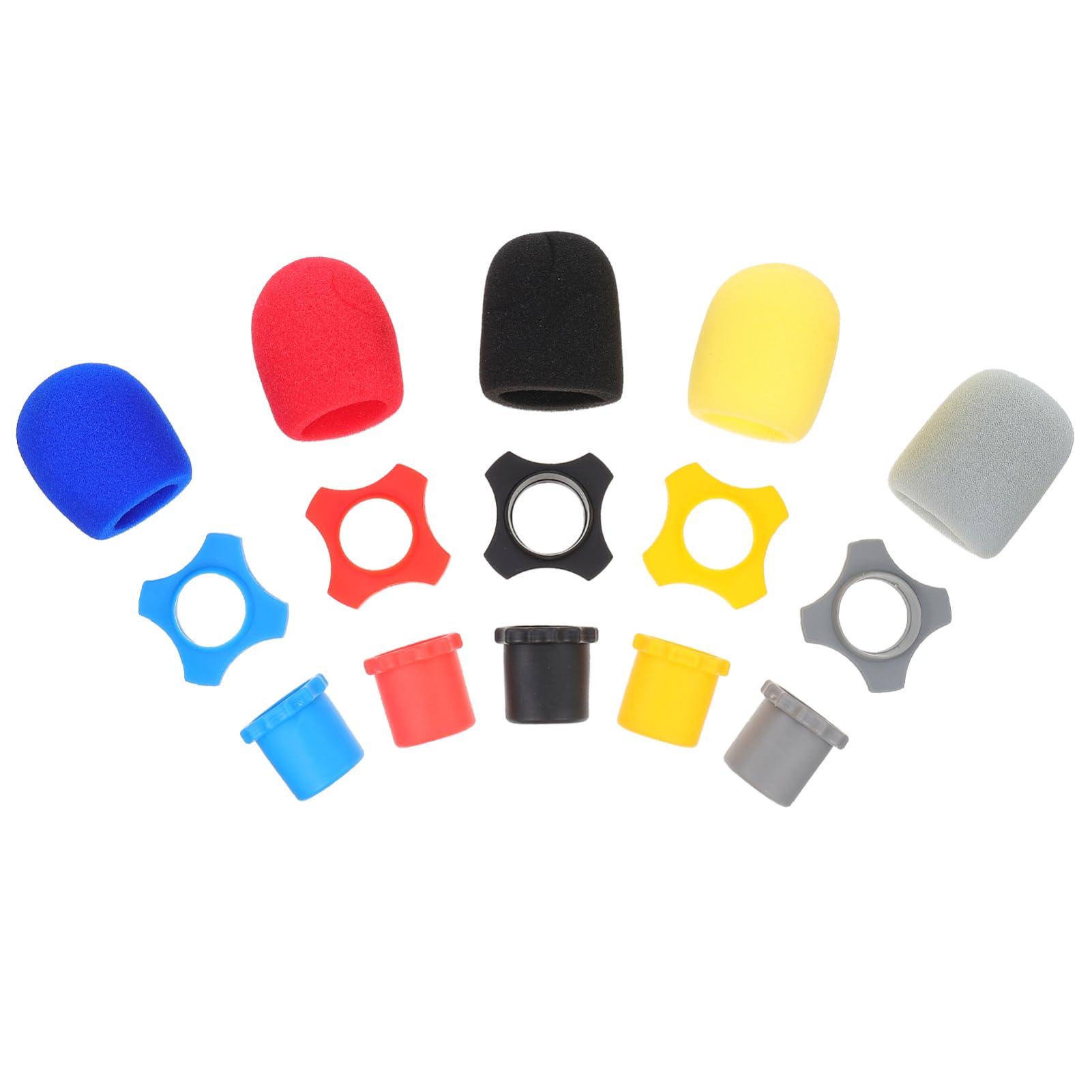 BESTonZON 5Sets Microphone Sponge Covers Rolling Protectors Multi Color Rings for Moisture Dirt Protection Compatible with Various Microphone