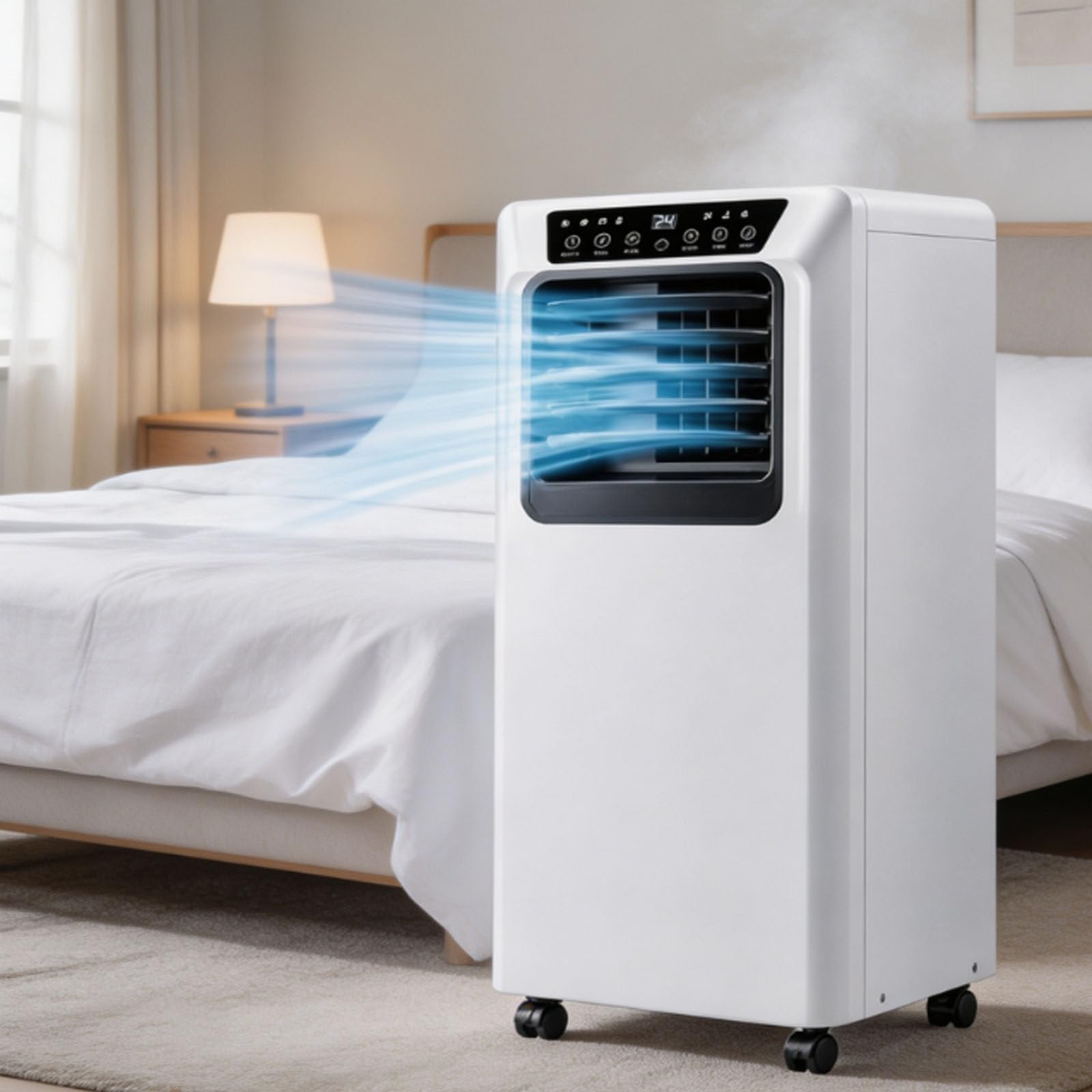 Smafoseedding Multicolor Portable Air Conditioner Unit, Mobile Air Conditioner With Self-Evaporating, Indoor Ac Unit 86 Pint Dehumidifier, 120° Oscillation,Remote For Home, Bedroom, Caravan, Office 9000Btu