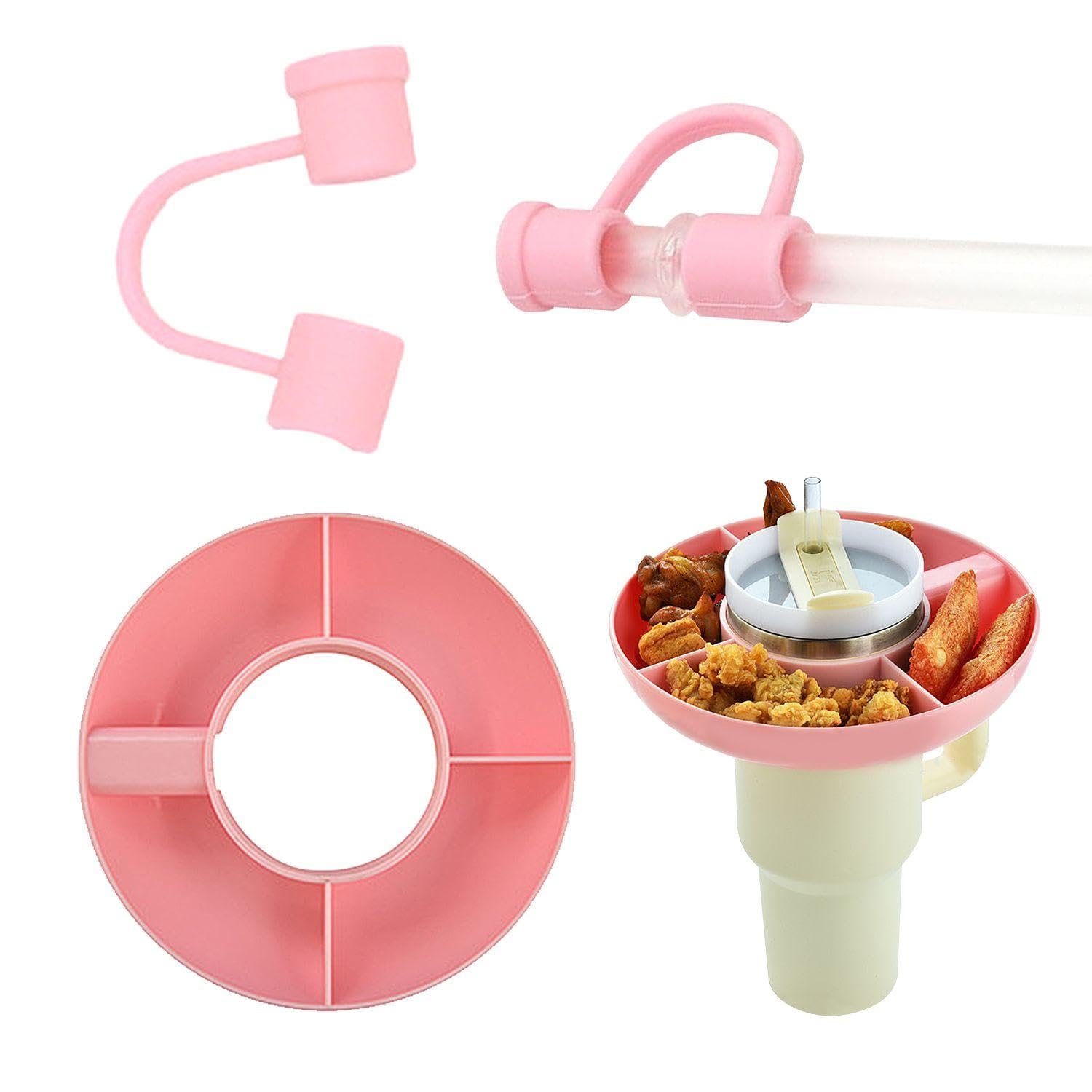 1 Plato De Taza Para Refrigerios, 1 Tapa Con Pajita, Accesorios Para Vasos Stanley, Vasos Para Refrigerios Con Pajitas, Recipientes Para Refrigerios Con Compartimentos