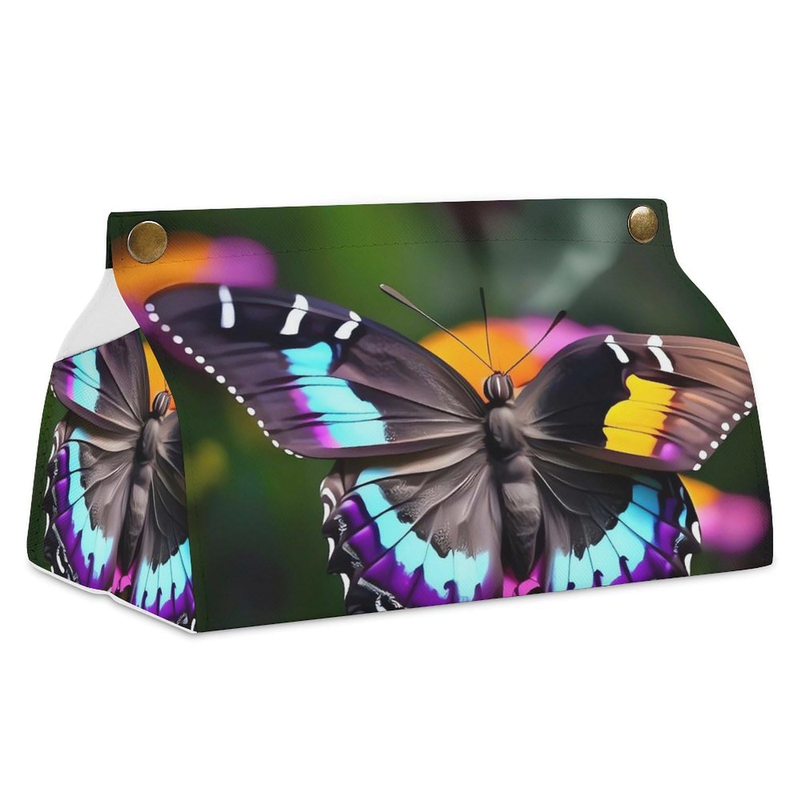 Boîte à mouchoirs en cuir papillons pour table de chevet et bureau