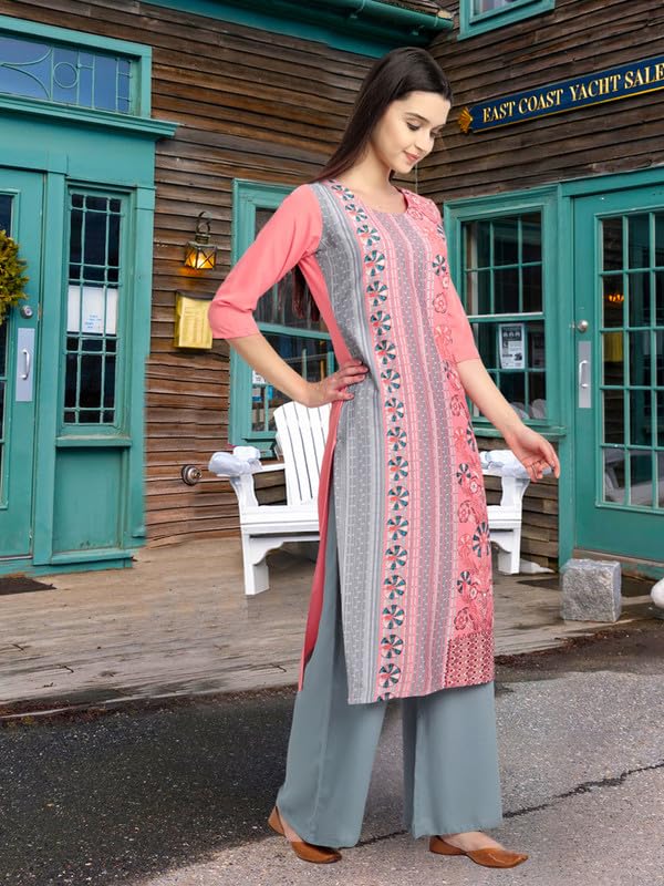 Image of Pinkmint Women's Printed Kurti for Women's Round Neck Straight Kurti for Women (Pack of 5 | Avaiable in Plus Size)