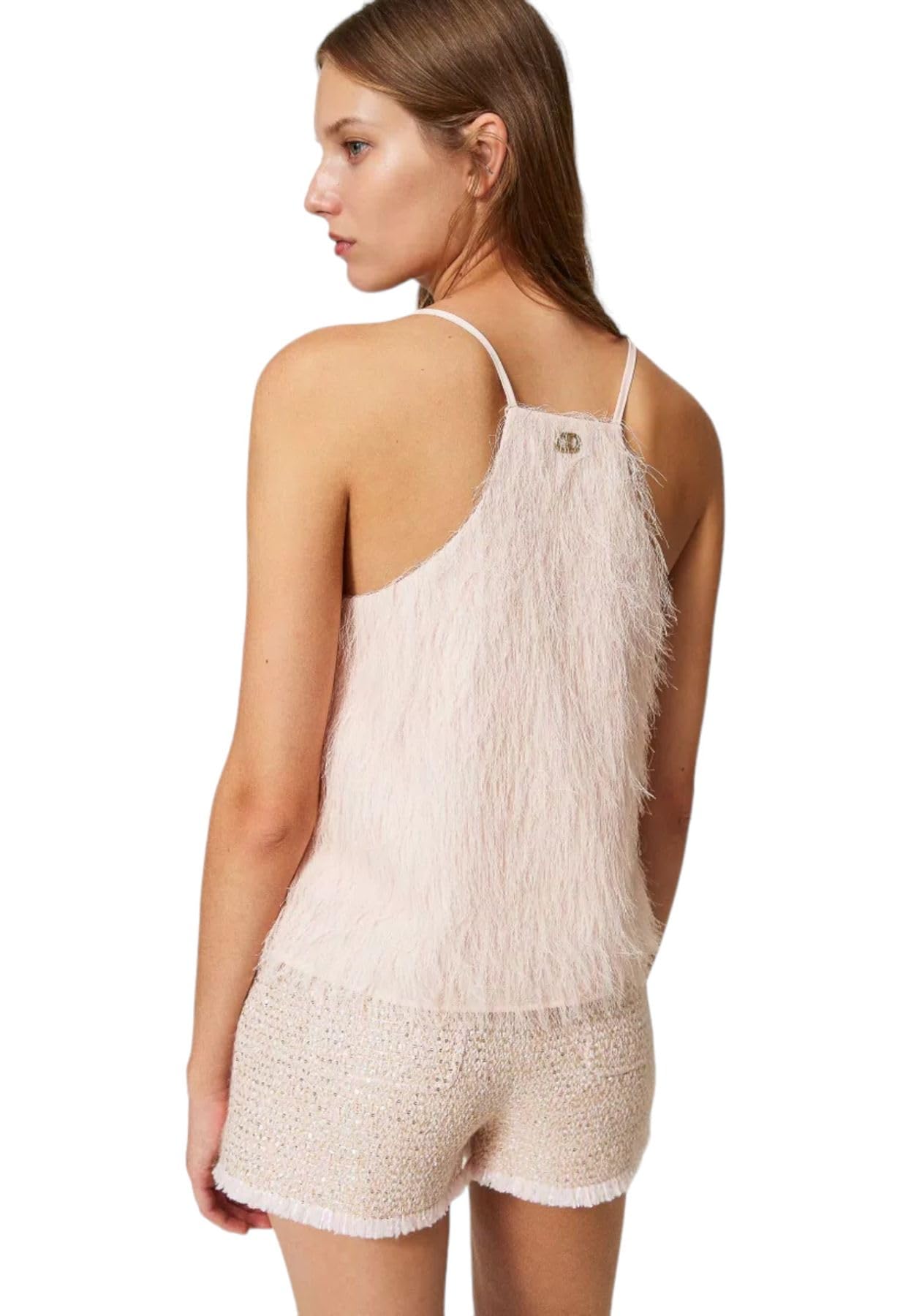 TWINSET Top con Fili Effetto Piume da Donna Cupcake Pink - 40