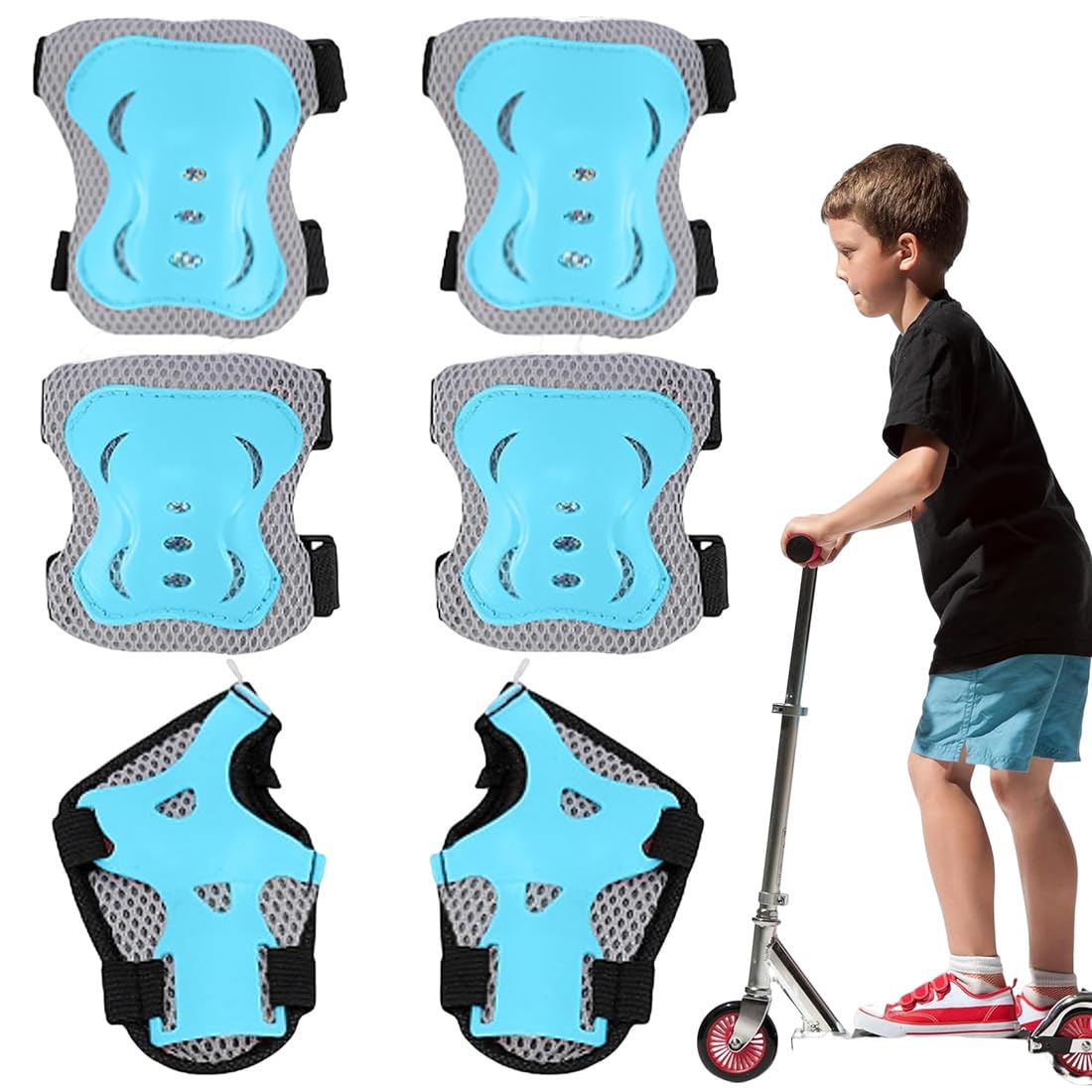 Bambini Ginocchiere,Regolabile Ginocchiere Set,6 Pezzi protezioni skateboard bambini pattini in linea per skateboard protettiva pattini in linea protezioni bambini ginocchiere gomitiere protezioni set