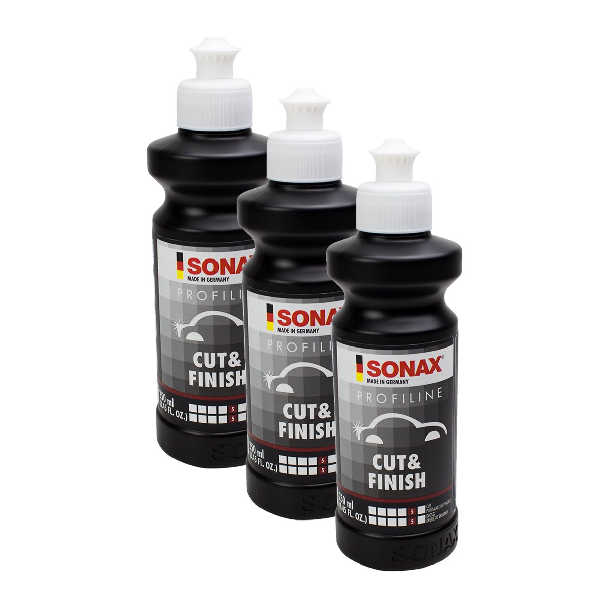 SONAX 3 x 02251410 ProfiLine Cut Acabado silikonfrei Lija abrillantador Pasta Pulir Coche Metales Quita Arañazos Tube 250 ML