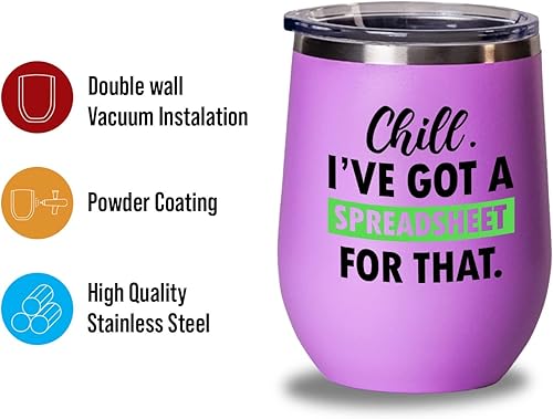 Miniatura 3 de Chill I've got a spreadsheet for that Wine Tumbler Pink 12 Oz Contadores públicos certificados Preparador de impuestos Asesor Financiero