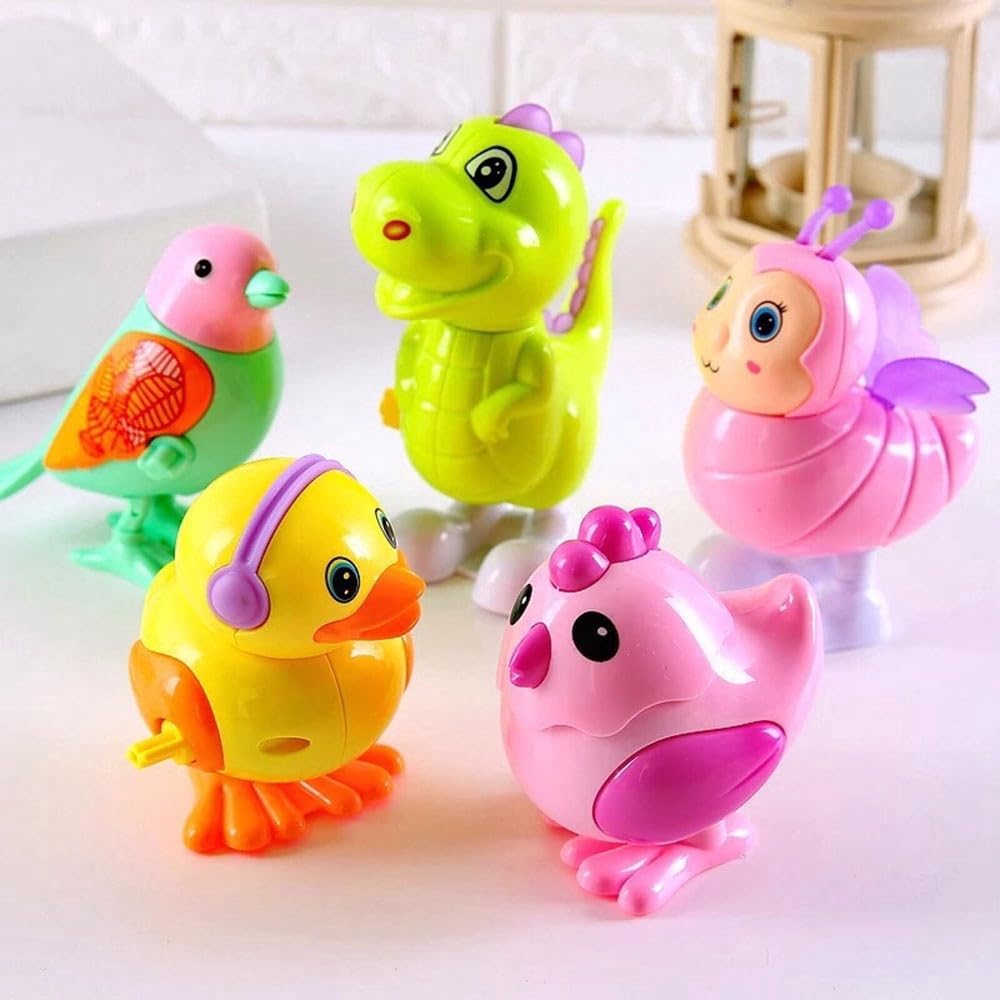 SUPER TOY 3 PEC Jumping Bird Animals Key Operated Wind Up Toys for Toddler Kids Colorful Funny Moving Toys for Babies 6-12 Months (Assorted)