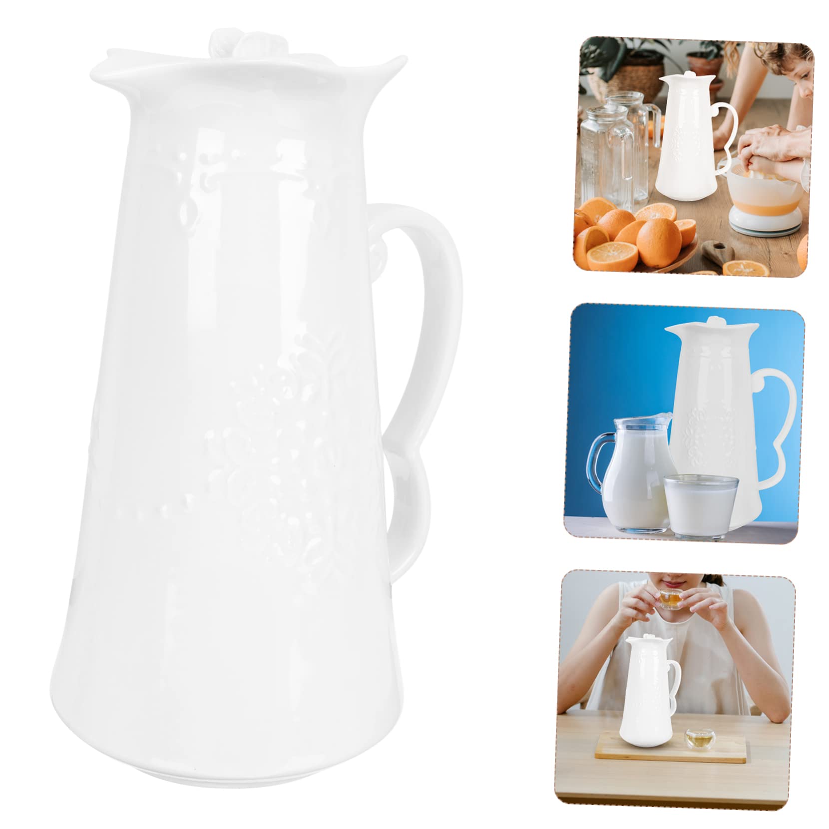 Jarra de Agua de Cerámica Color Claro 1300ml, Estilo Europeo | Té Helado y Cerveza, Diseño Elegante y Sencillo, Uso en Fiestas y Hogar