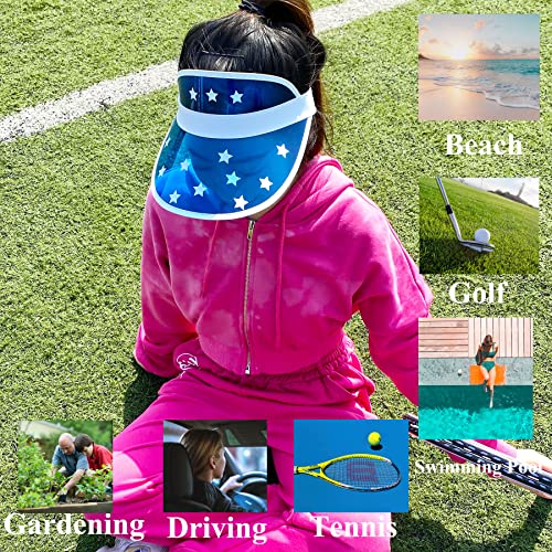 6 Pack Sun Visor Hats Women Men Clear Colorful Party Hat Adjustable Outdoor Sports Beach Golf Cap Summer Sunhat #TOP4